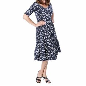 Marallis Floral Daisy Stretch Midi Babydoll Dress Size large